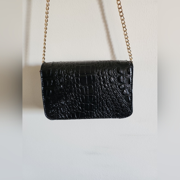 Black and Gold Alligator Print Crossbody Purse NWOT - Picture 4 of 9
